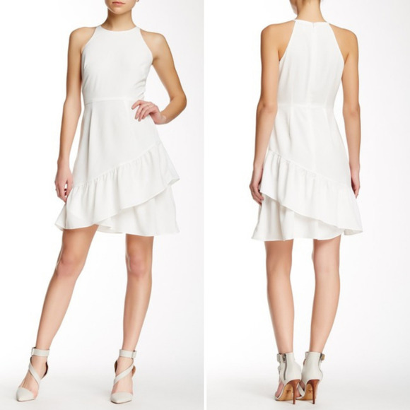 Shoshanna White Sleeveless Ruffle Tulip Hem Formal Dress Size 8 NWT - Picture 1 of 5